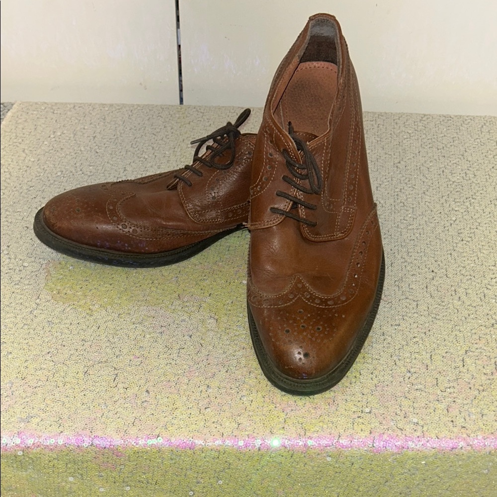Stafford Brown Leather Wingtip Oxford Shoes
